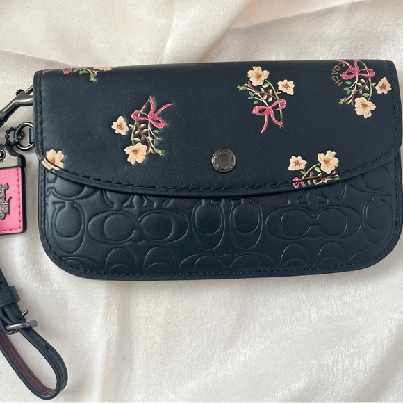 Coach Handbags - Coach 1941 Black Signature Print With Black Floral Bow Print